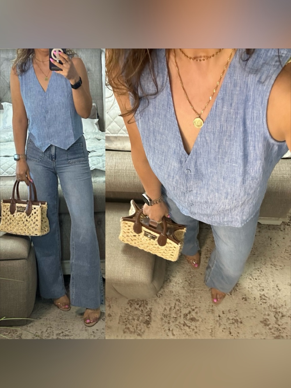 New💙 Coastal Breeze Chambray Vest Top